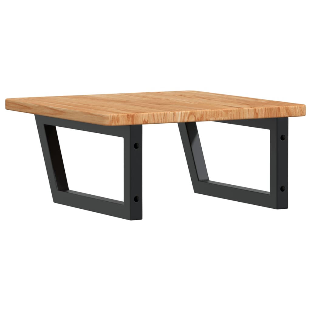 Basin Shelf Wall Mounted Steel and Solid Wood Oak