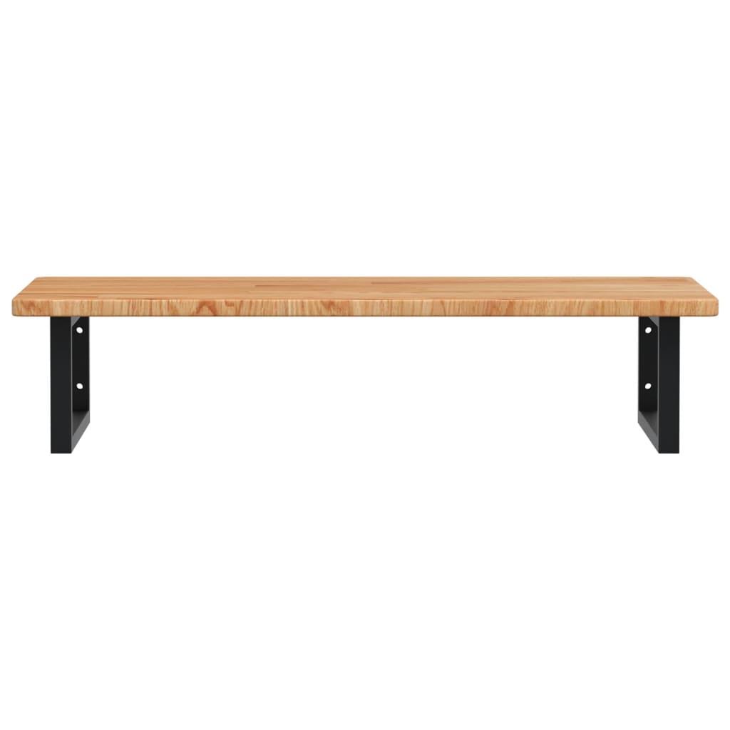 Basin Shelf Wall Mounted Steel and Solid Wood Oak