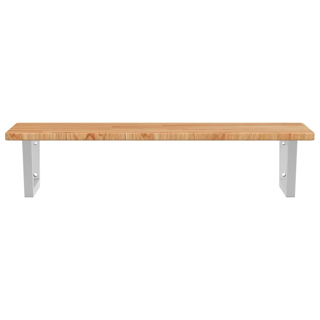 Basin Shelf Wall Mounted Steel and Solid Wood Oak