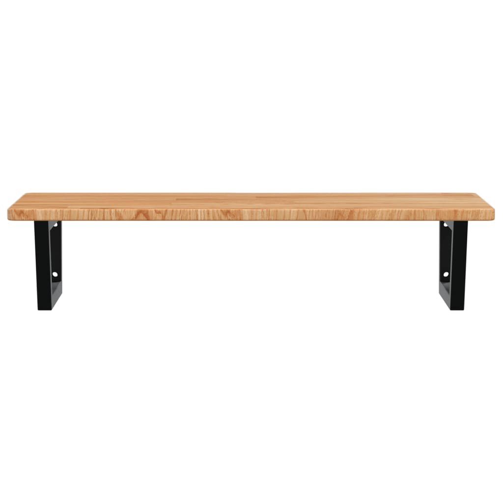 Basin Shelf Wall Mounted Steel and Solid Wood Oak