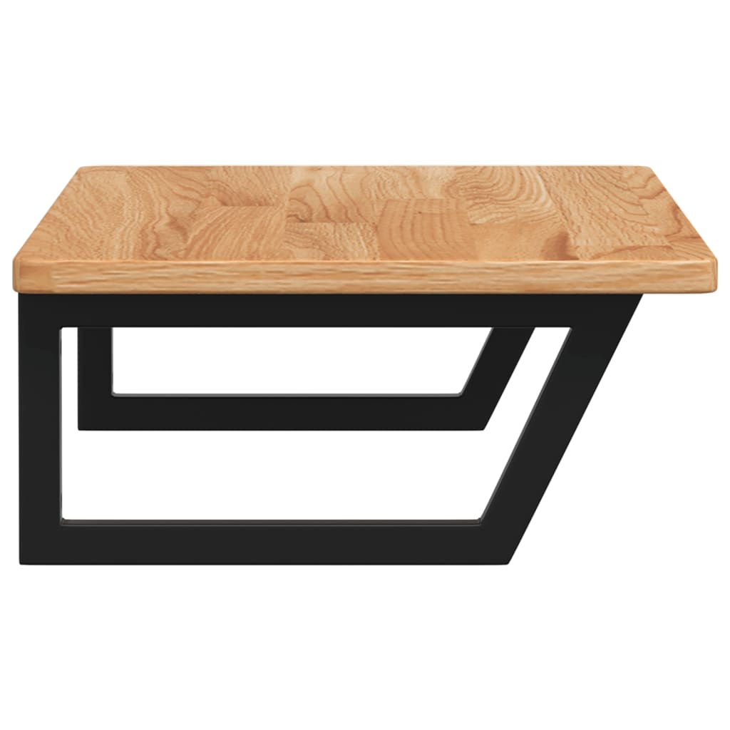 Basin Shelf Wall Mounted Steel and Solid Wood Oak
