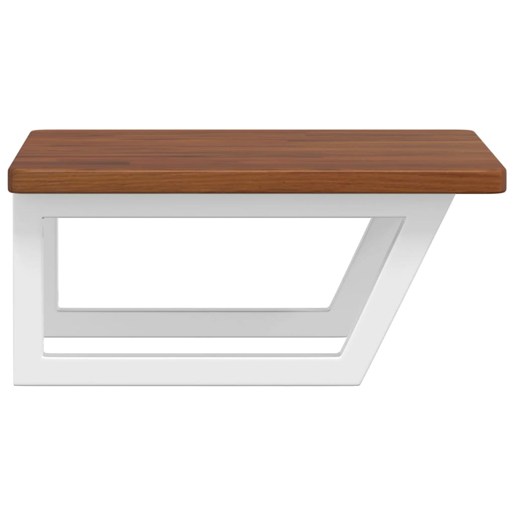 Basin Shelf Wall Mounted Steel and Solid Wood Oak