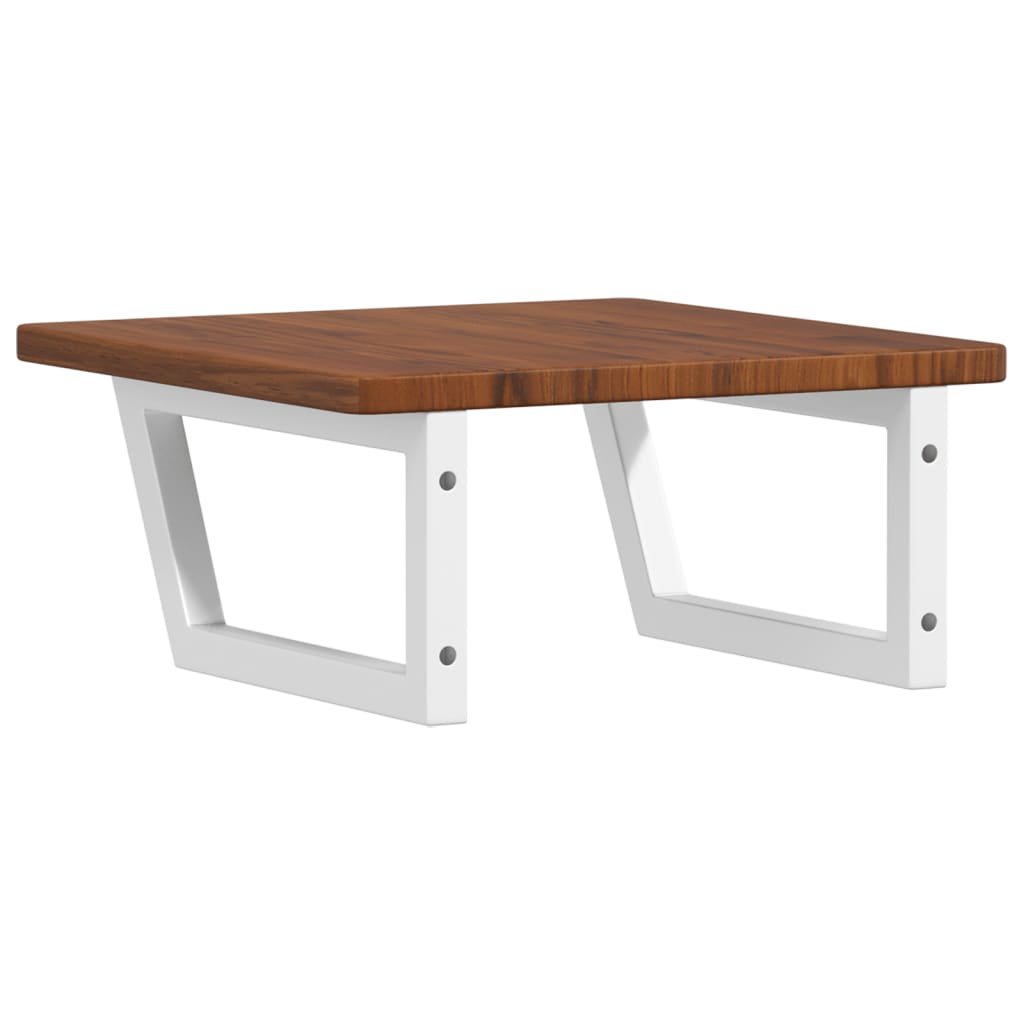 Basin Shelf Wall Mounted Steel and Solid Wood Oak