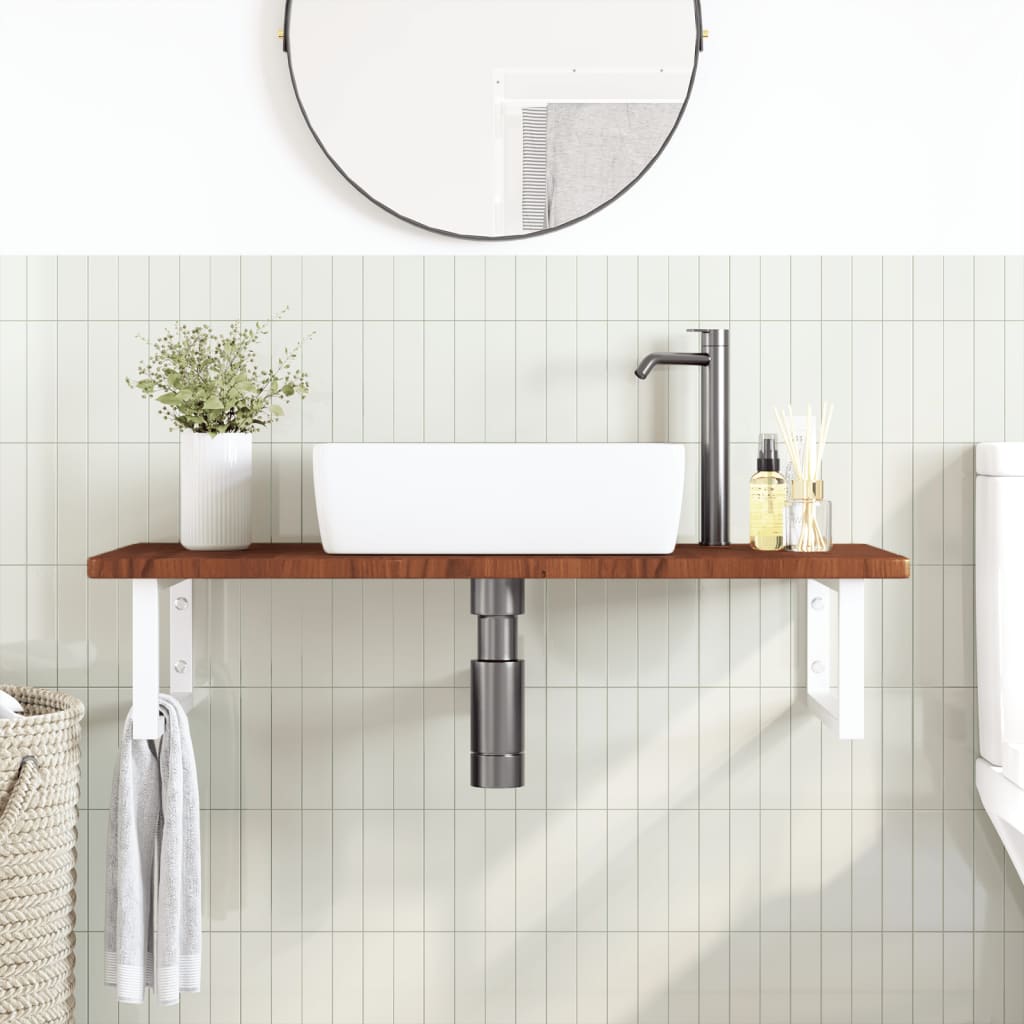 vidaXL Basin Shelf Wall Mounted Steel and Solid Wood Oak