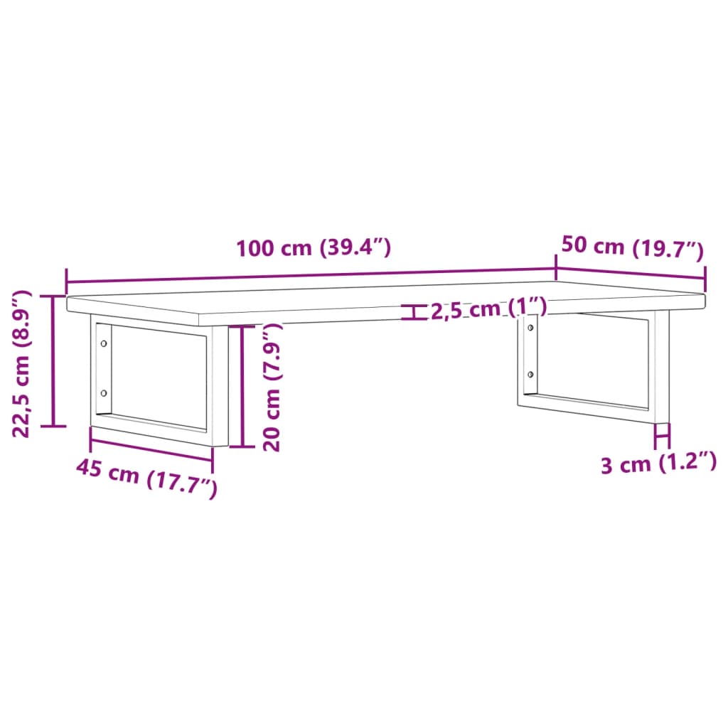 vidaXL Basin Shelf Wall Mounted Steel and Solid Wood Oak