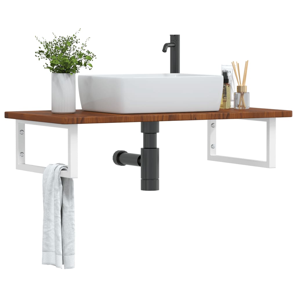 vidaXL Basin Shelf Wall Mounted Steel and Solid Wood Oak