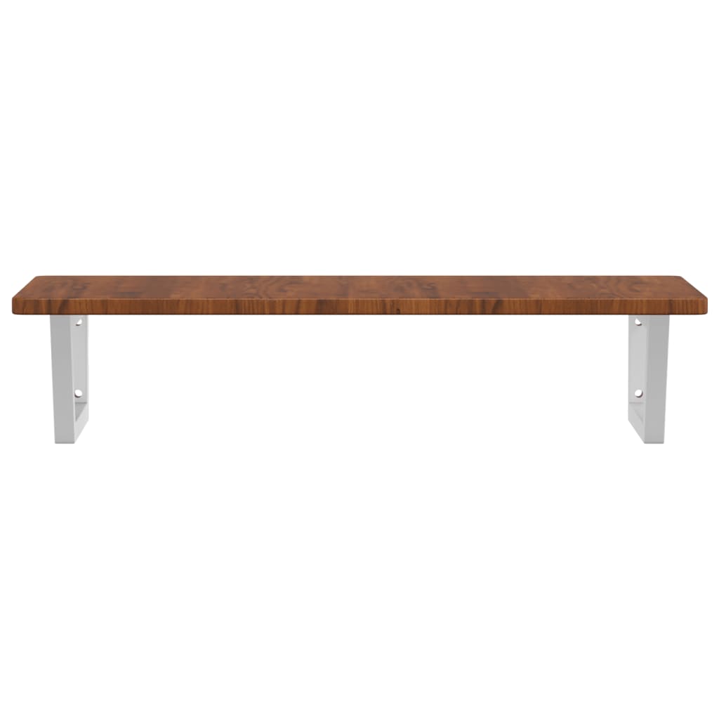 Basin Shelf Wall Mounted Steel and Solid Wood Oak