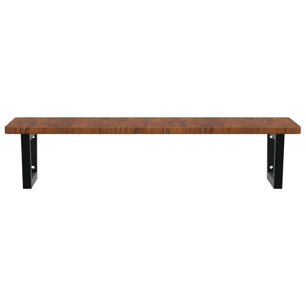 Basin Shelf Wall Mounted Steel and Solid Wood Oak