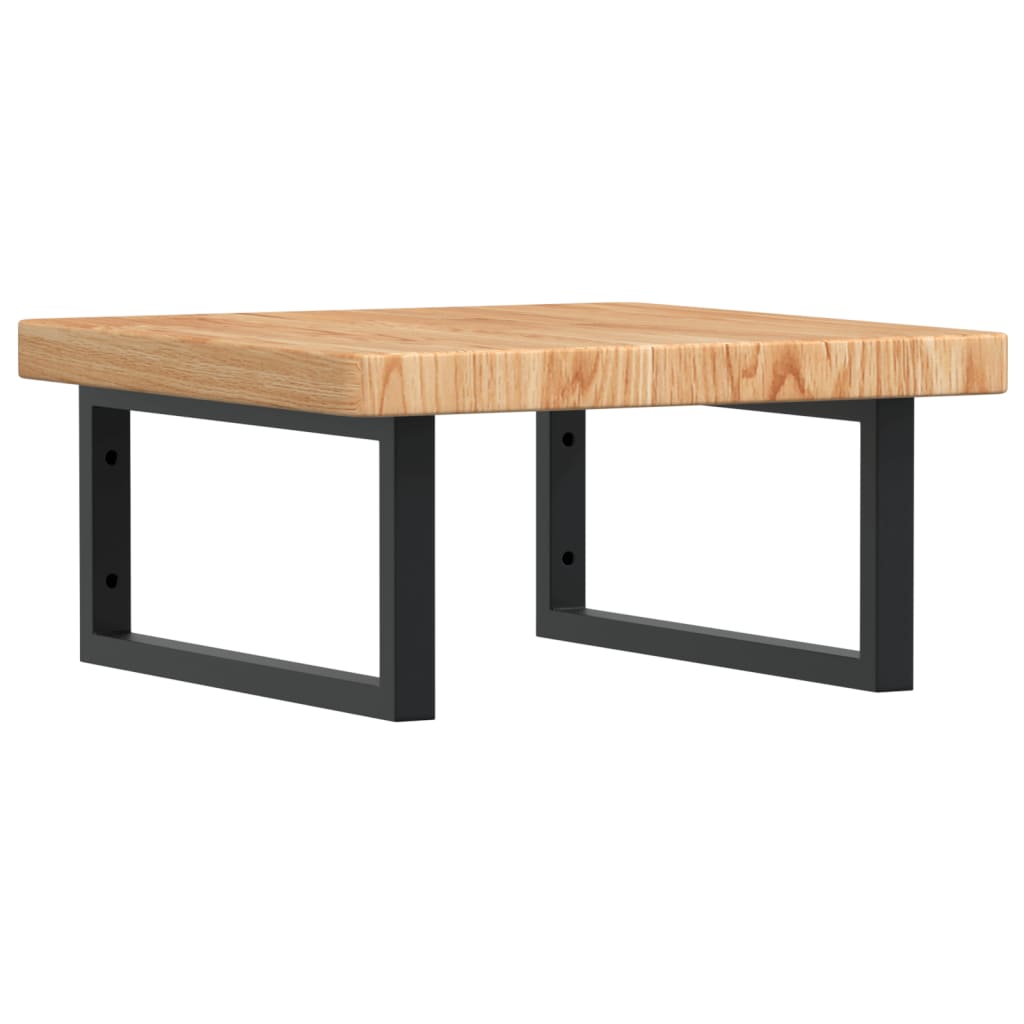 Basin Shelf Wall Mounted Steel and Solid Wood Oak