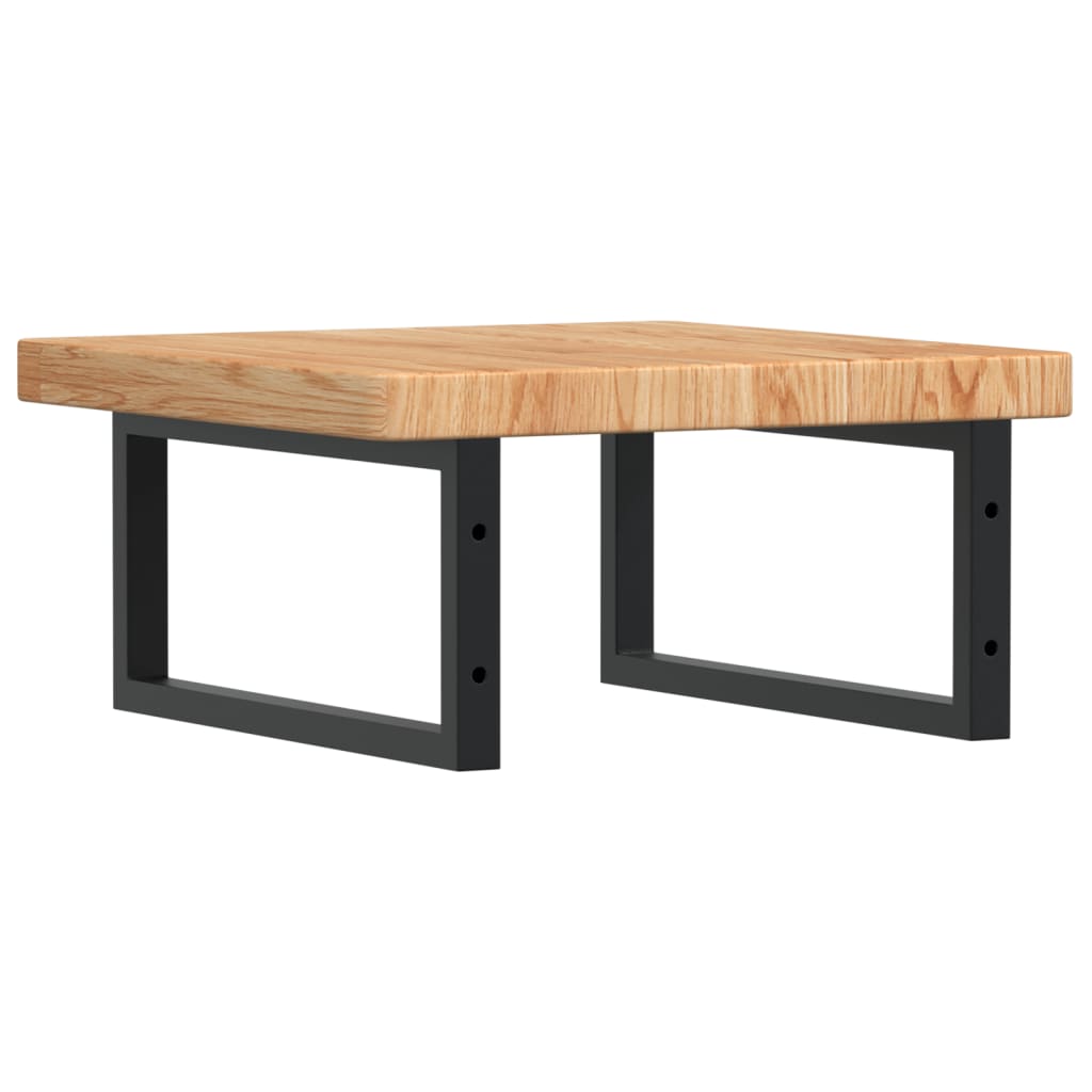 Basin Shelf Wall Mounted Steel and Solid Wood Oak