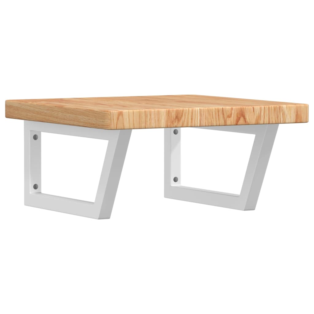 Basin Shelf Wall Mounted Steel and Solid Wood Oak