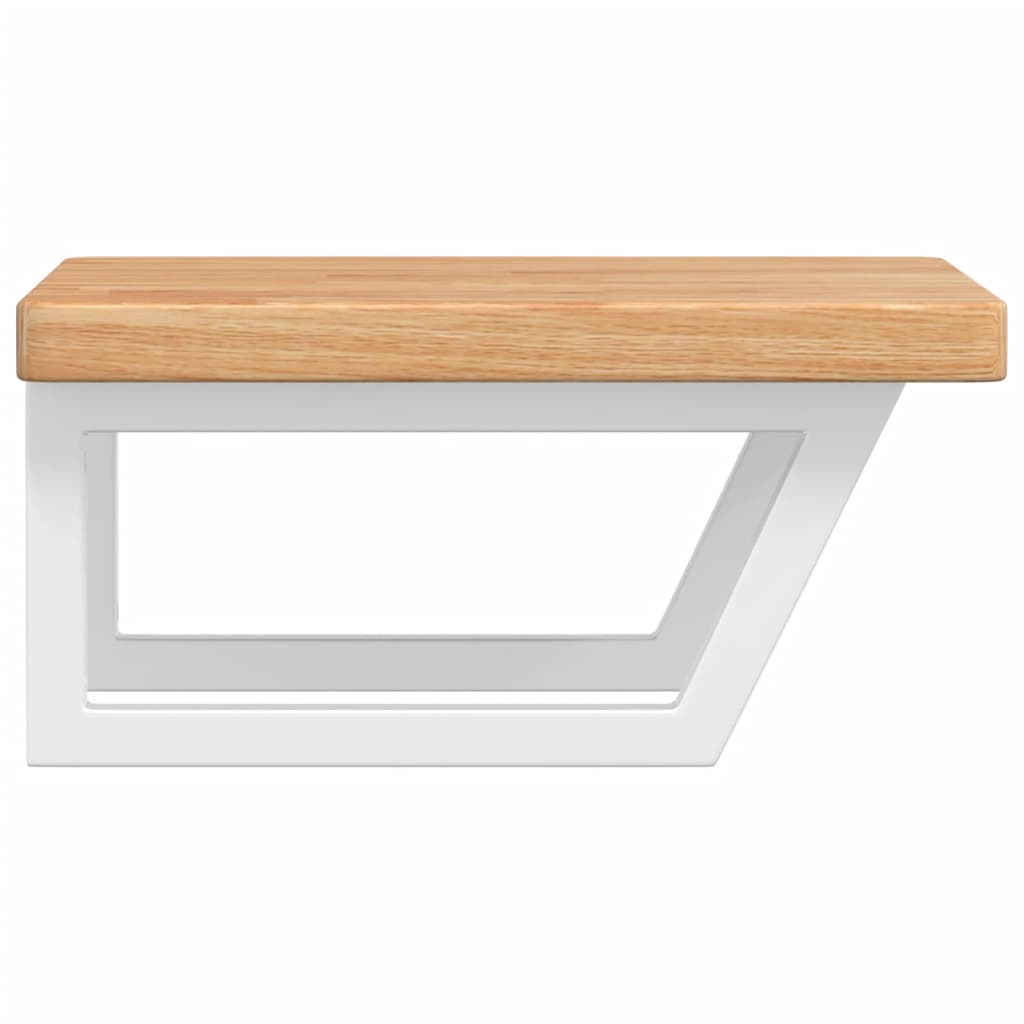 Basin Shelf Wall Mounted Steel and Solid Wood Oak