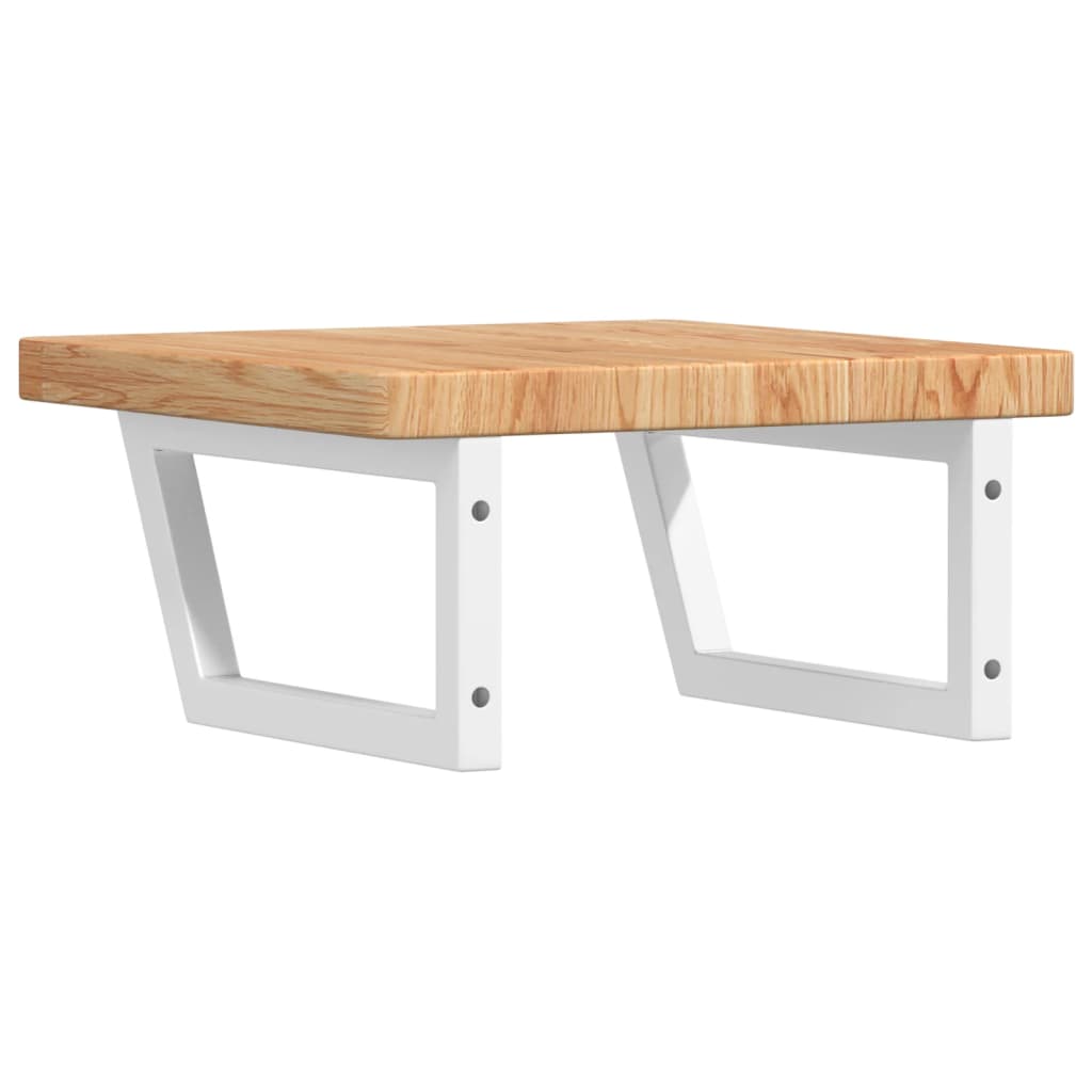 Basin Shelf Wall Mounted Steel and Solid Wood Oak