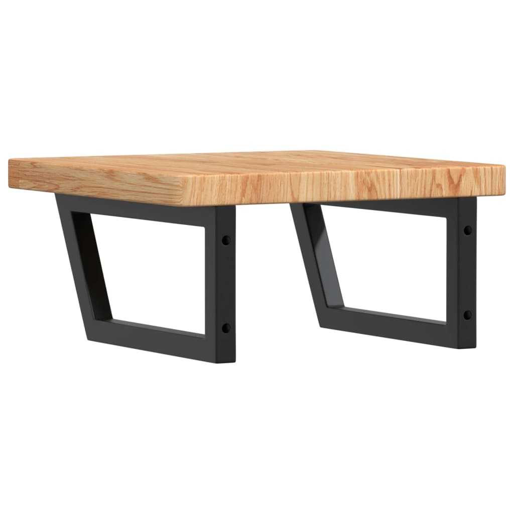 Basin Shelf Wall Mounted Steel and Solid Wood Oak