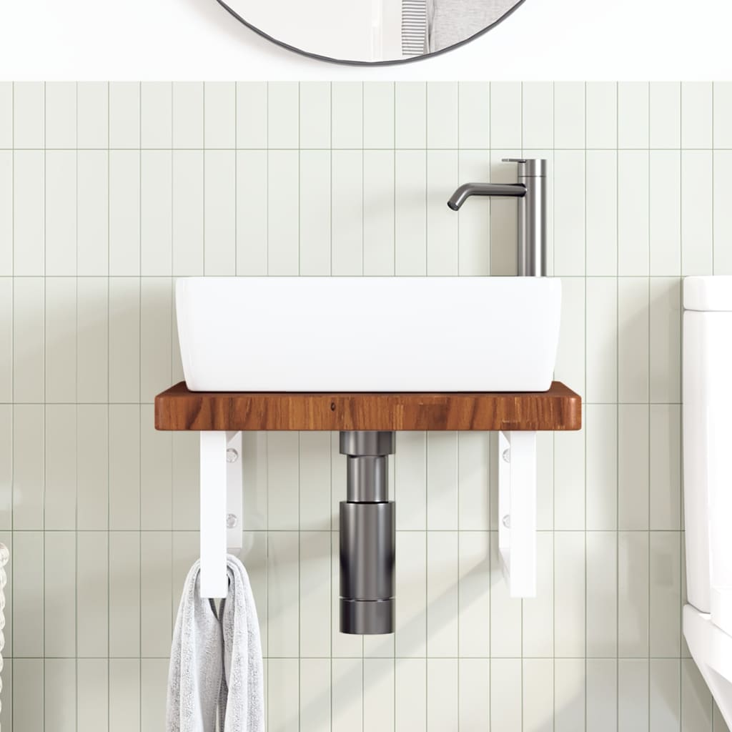 Basin Shelf | Dark brown and white | Solid oak wood, Steel | Standard