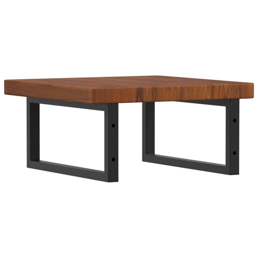 Basin Shelf Wall Mounted Steel and Solid Wood Oak