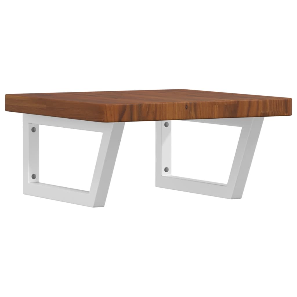 Basin Shelf Wall Mounted Steel and Solid Wood Oak