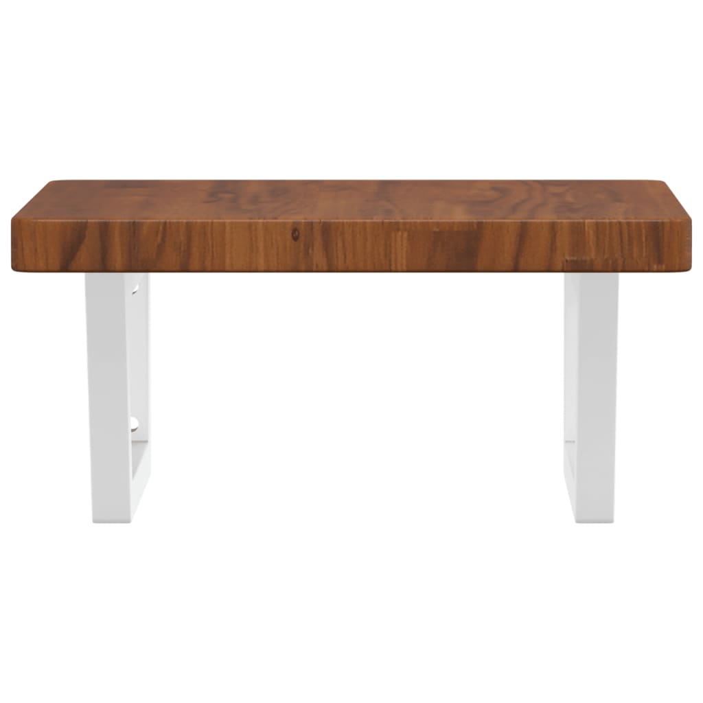 Basin Shelf Wall Mounted Steel and Solid Wood Oak