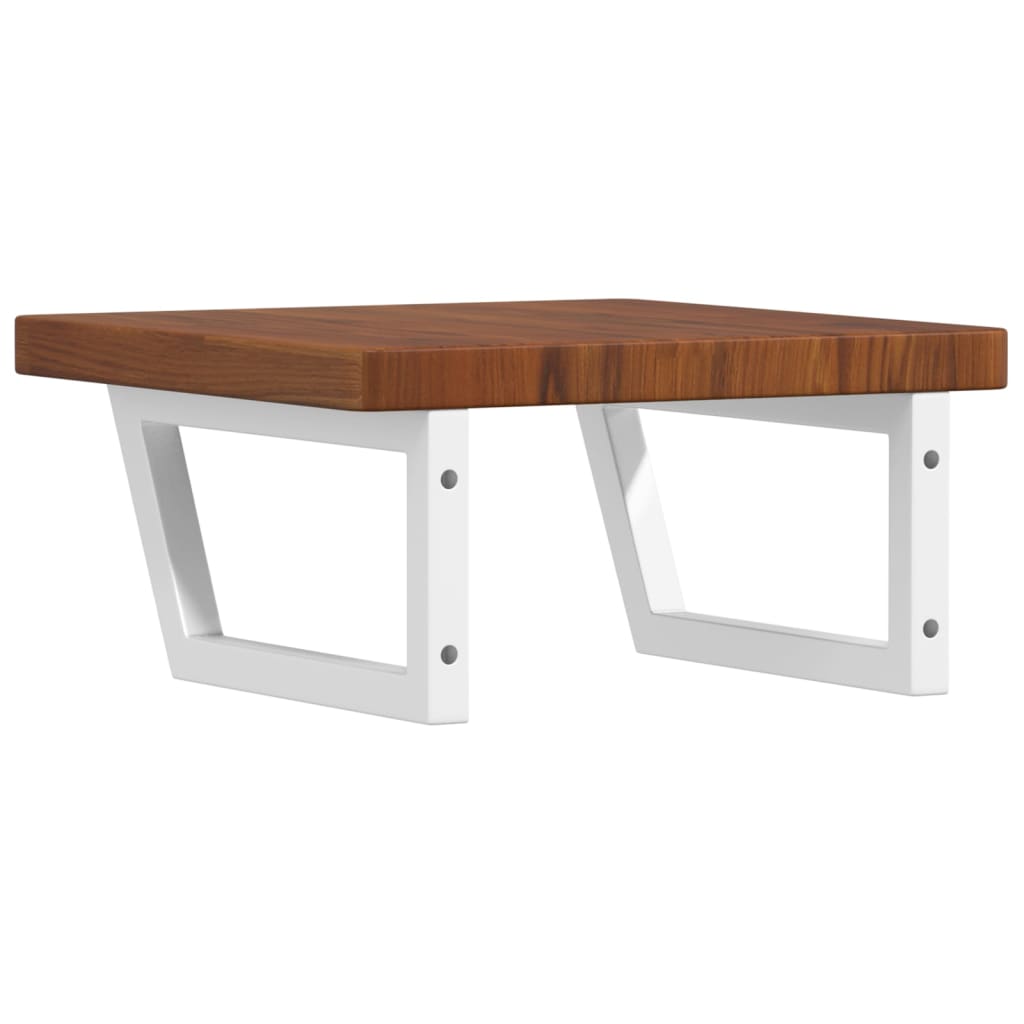 Basin Shelf Wall Mounted Steel and Solid Wood Oak