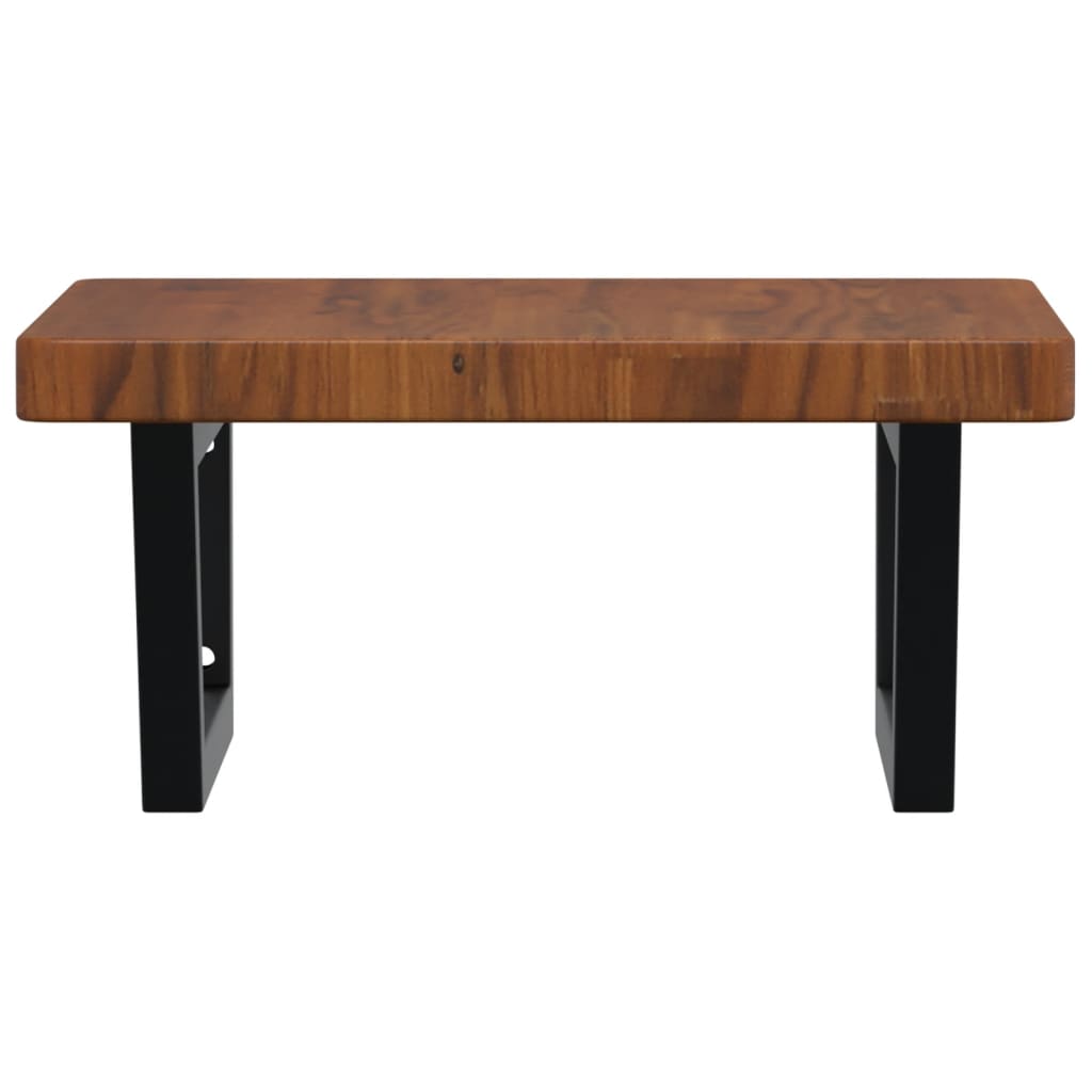 Basin Shelf Wall Mounted Steel and Solid Wood Oak