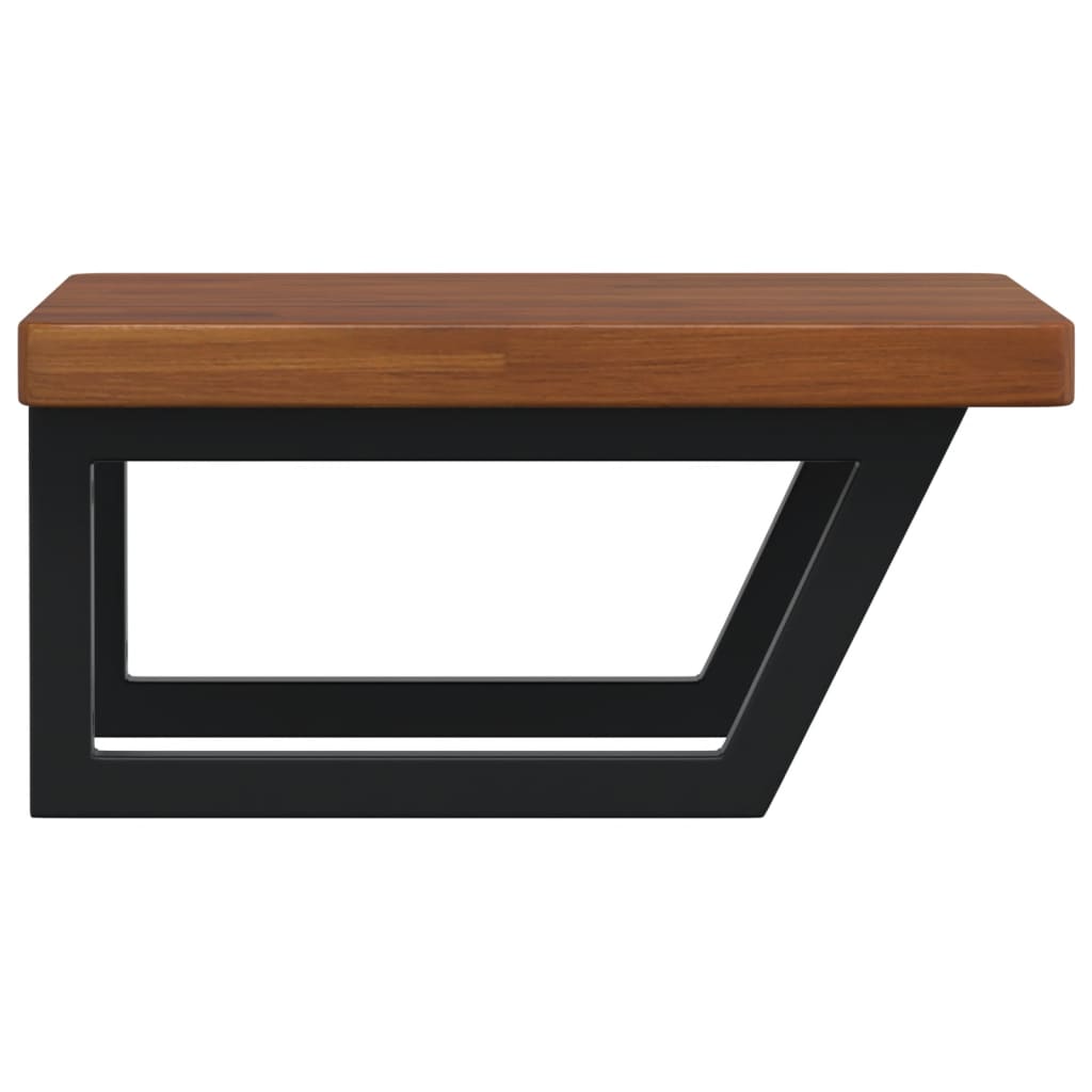 Basin Shelf Wall Mounted Steel and Solid Wood Oak