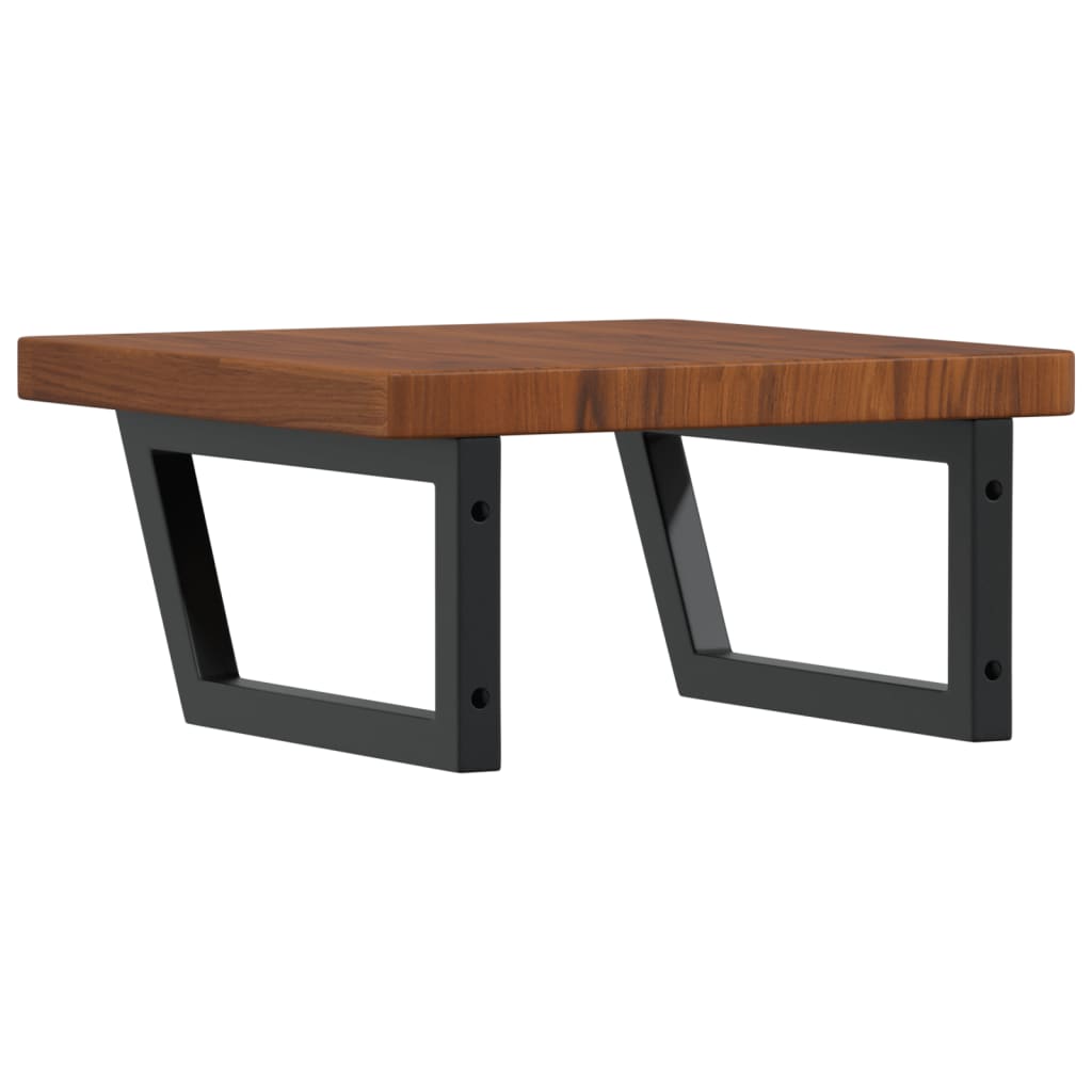 Basin Shelf Wall Mounted Steel and Solid Wood Oak