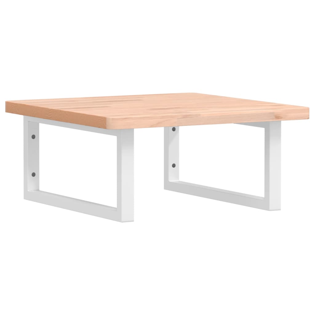 Basin Shelf Wall Mounted Steel and Solid Wood Beech