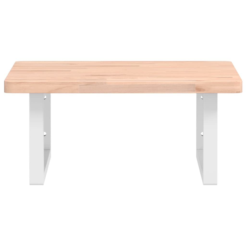 Basin Shelf Wall Mounted Steel and Solid Wood Beech