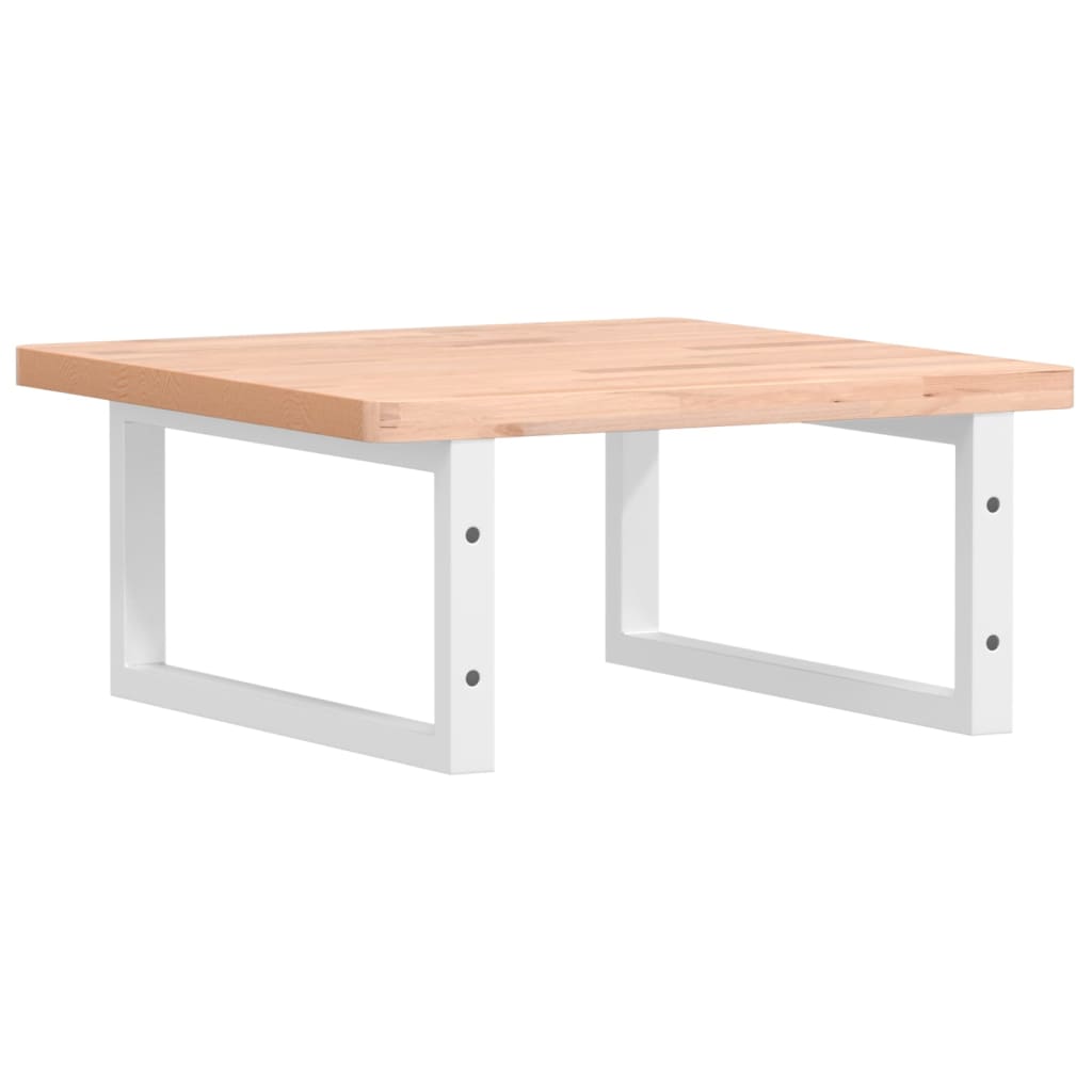 Basin Shelf Wall Mounted Steel and Solid Wood Beech