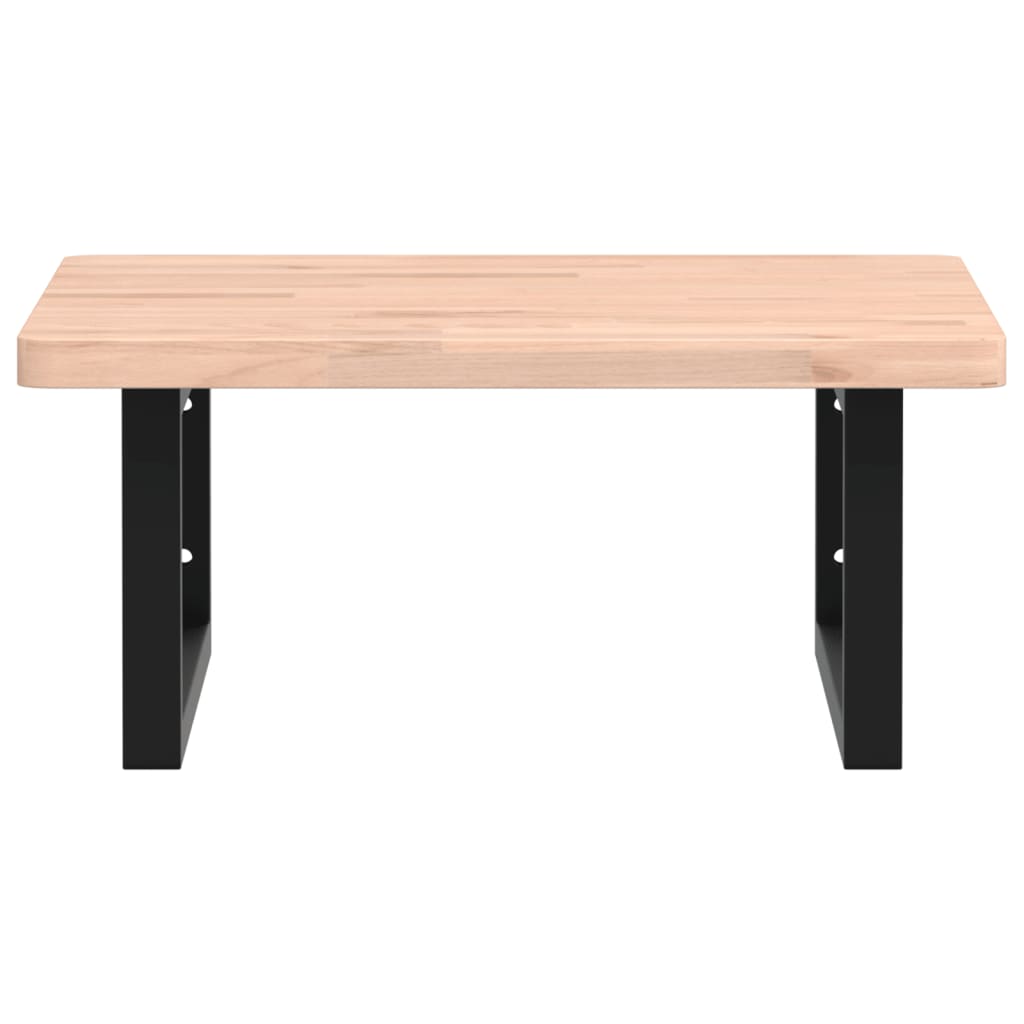 Basin Shelf Wall Mounted Steel and Solid Wood Beech