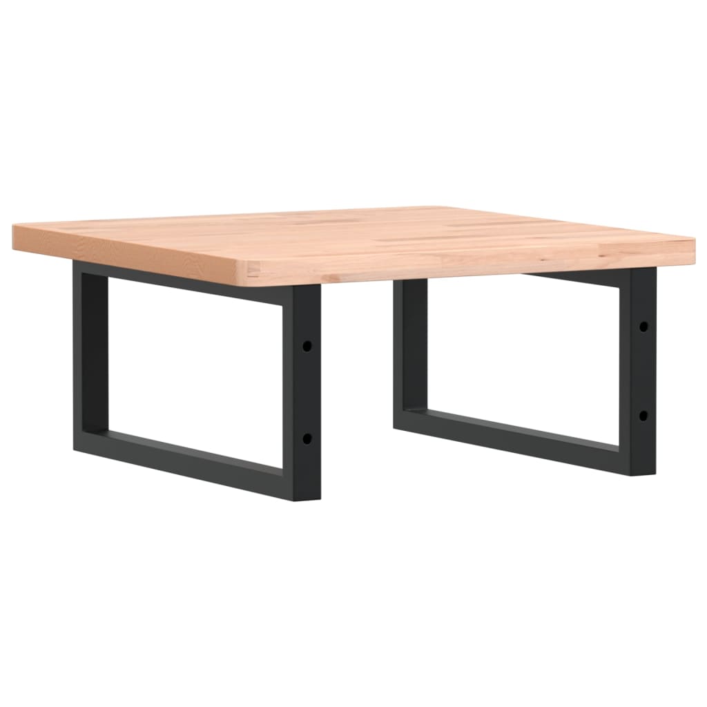 Basin Shelf Wall Mounted Steel and Solid Wood Beech