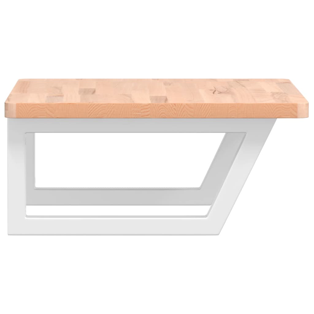 Basin Shelf Wall Mounted Steel and Solid Wood Beech