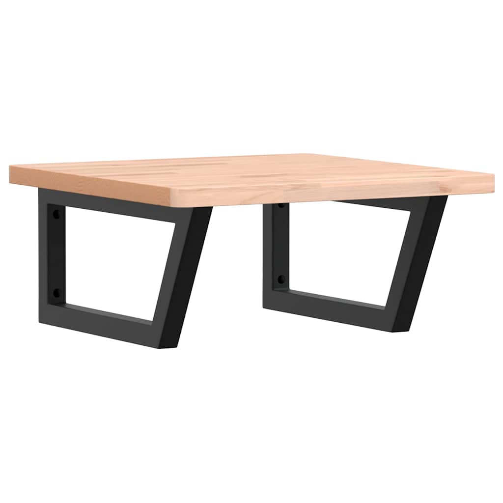 Basin Shelf Wall Mounted Steel and Solid Wood Beech