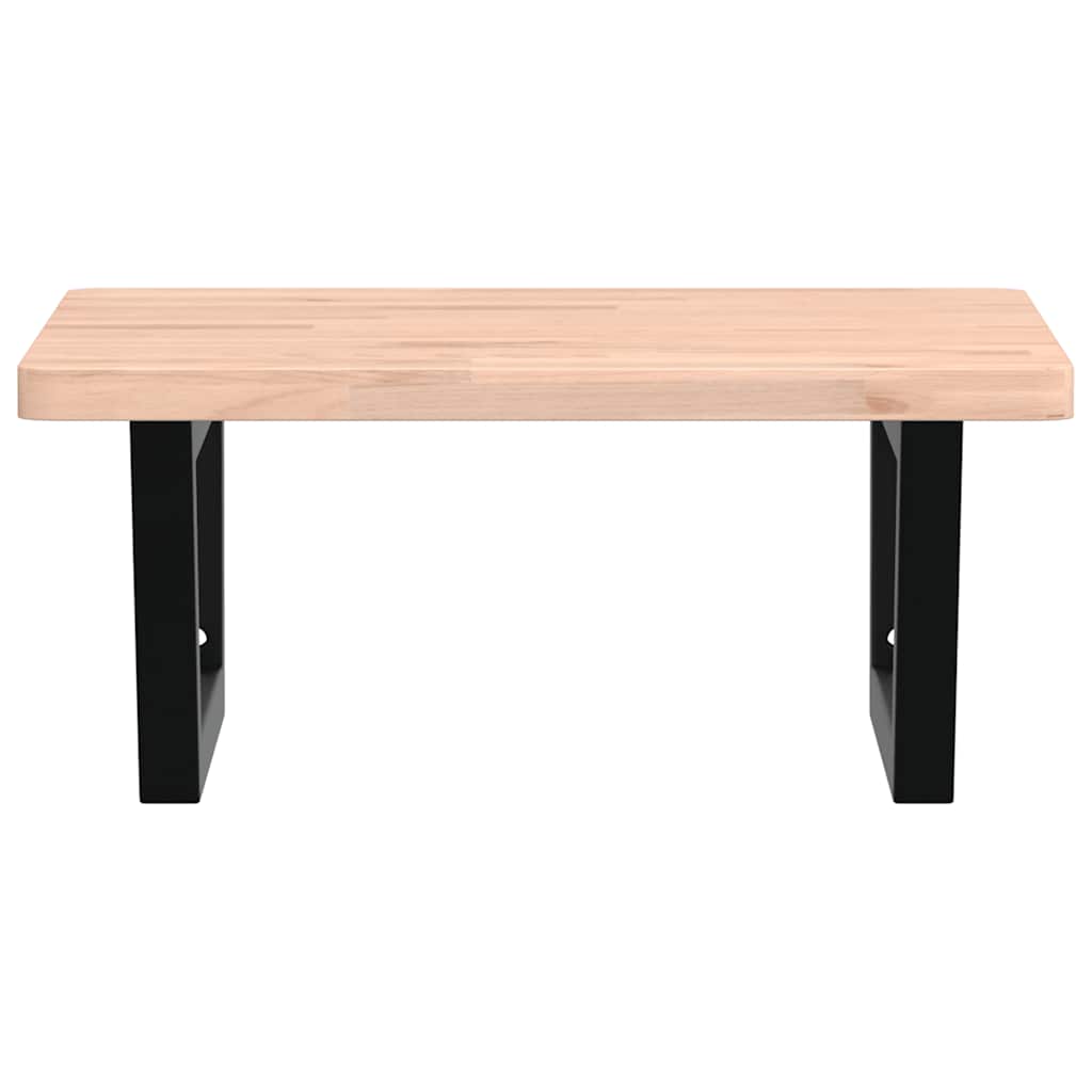 Basin Shelf Wall Mounted Steel and Solid Wood Beech