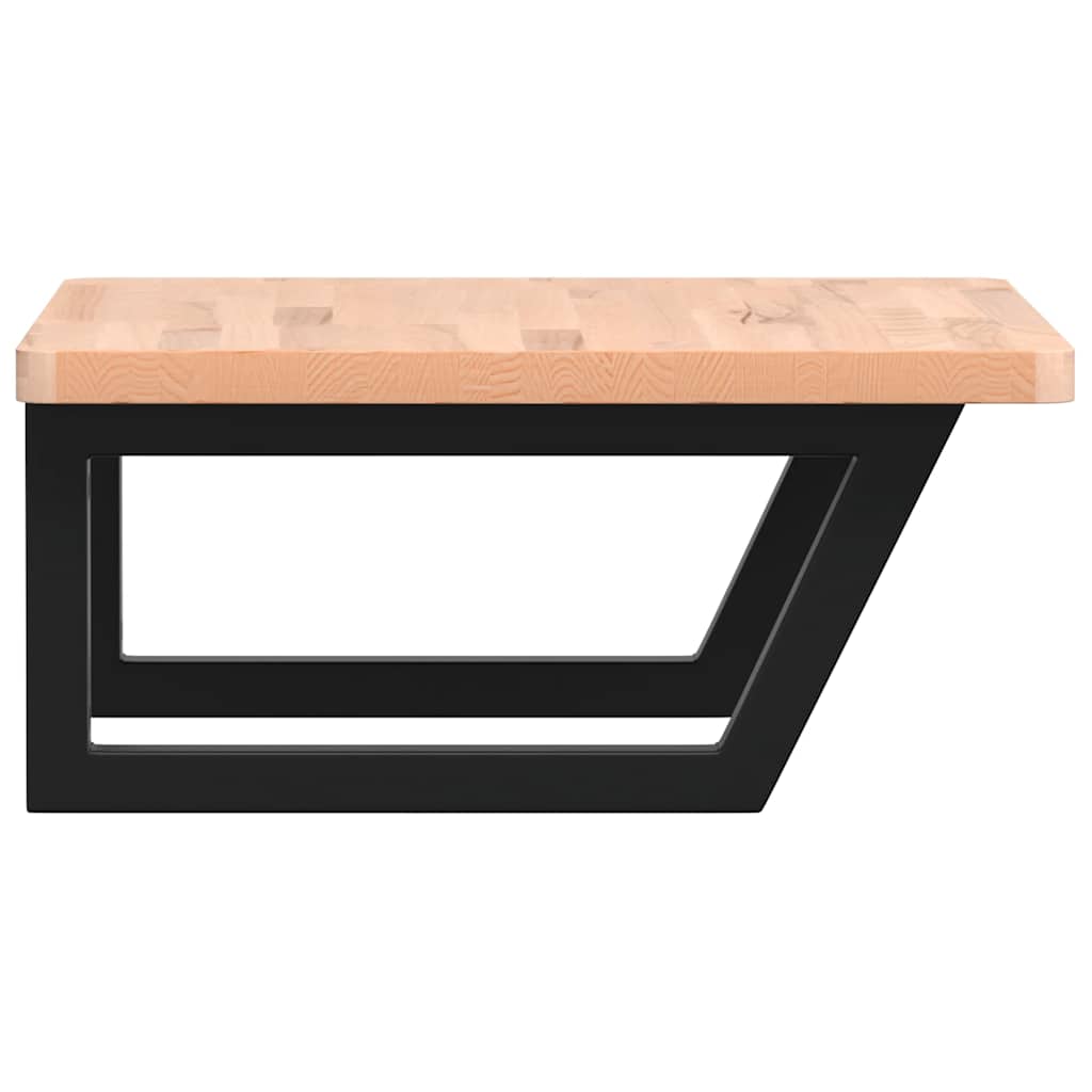 Basin Shelf Wall Mounted Steel and Solid Wood Beech