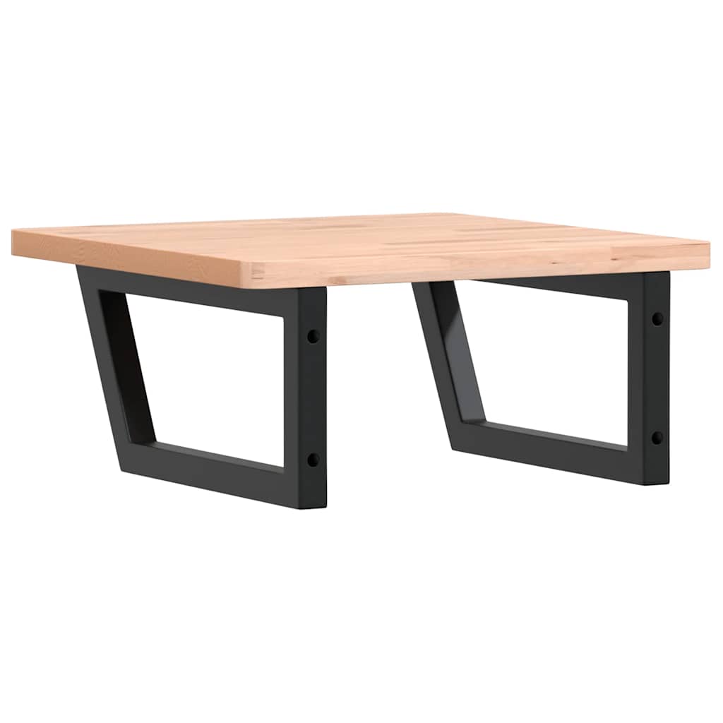 Basin Shelf Wall Mounted Steel and Solid Wood Beech