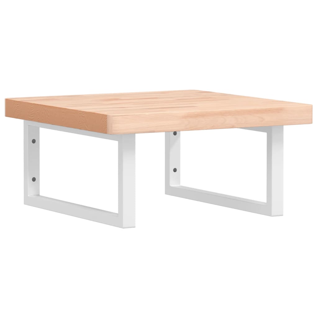 Basin Shelf Wall Mounted Steel and Solid Wood Beech
