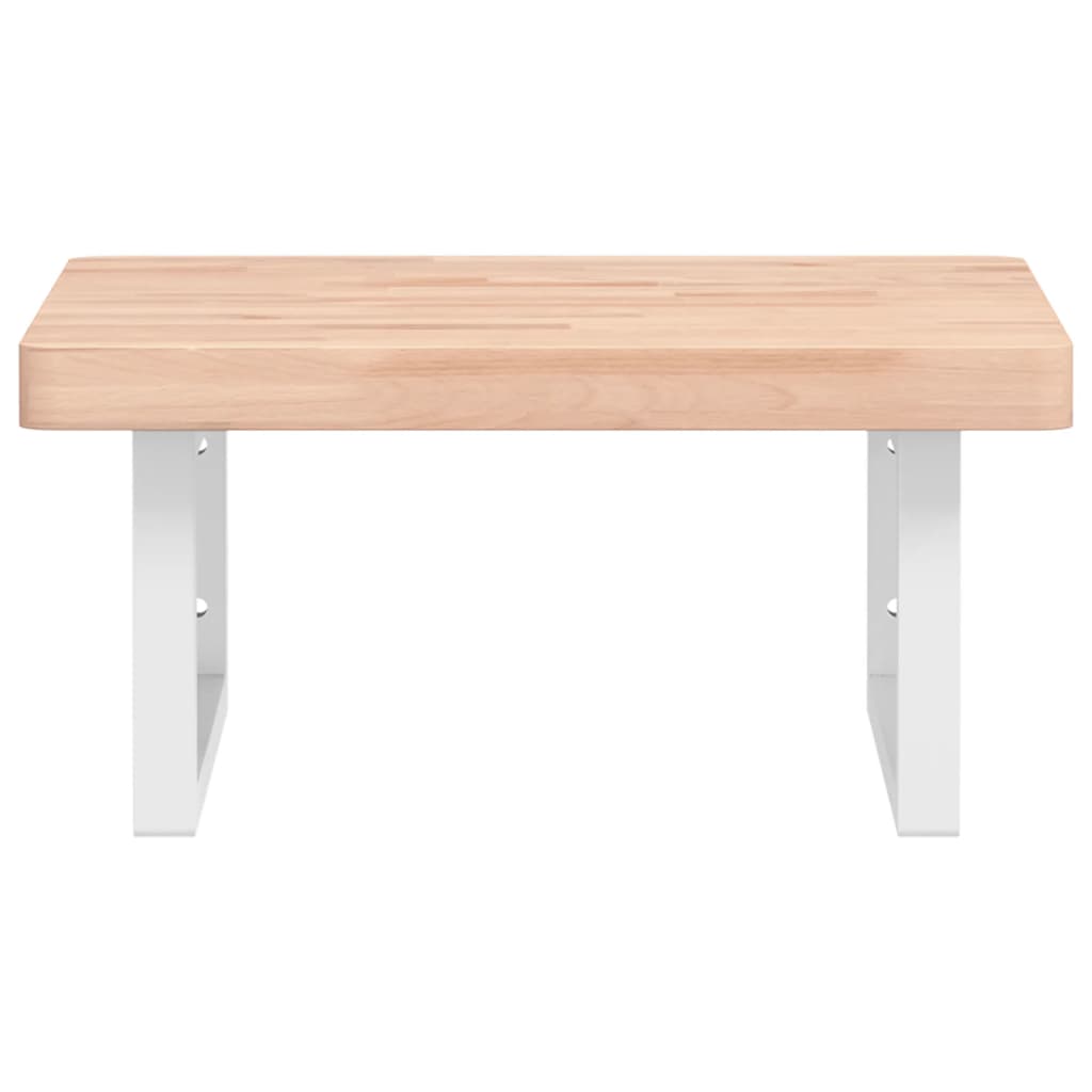 Basin Shelf Wall Mounted Steel and Solid Wood Beech