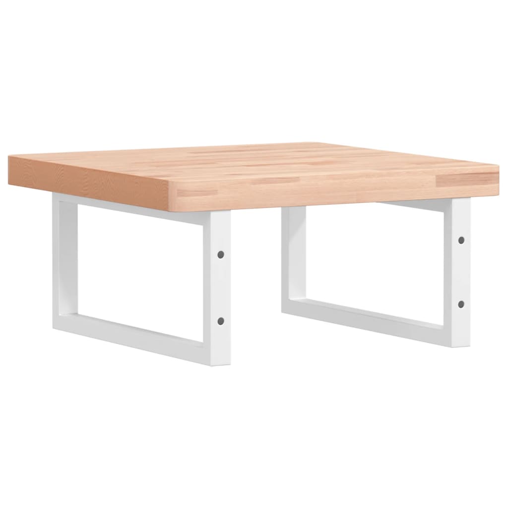 Basin Shelf Wall Mounted Steel and Solid Wood Beech