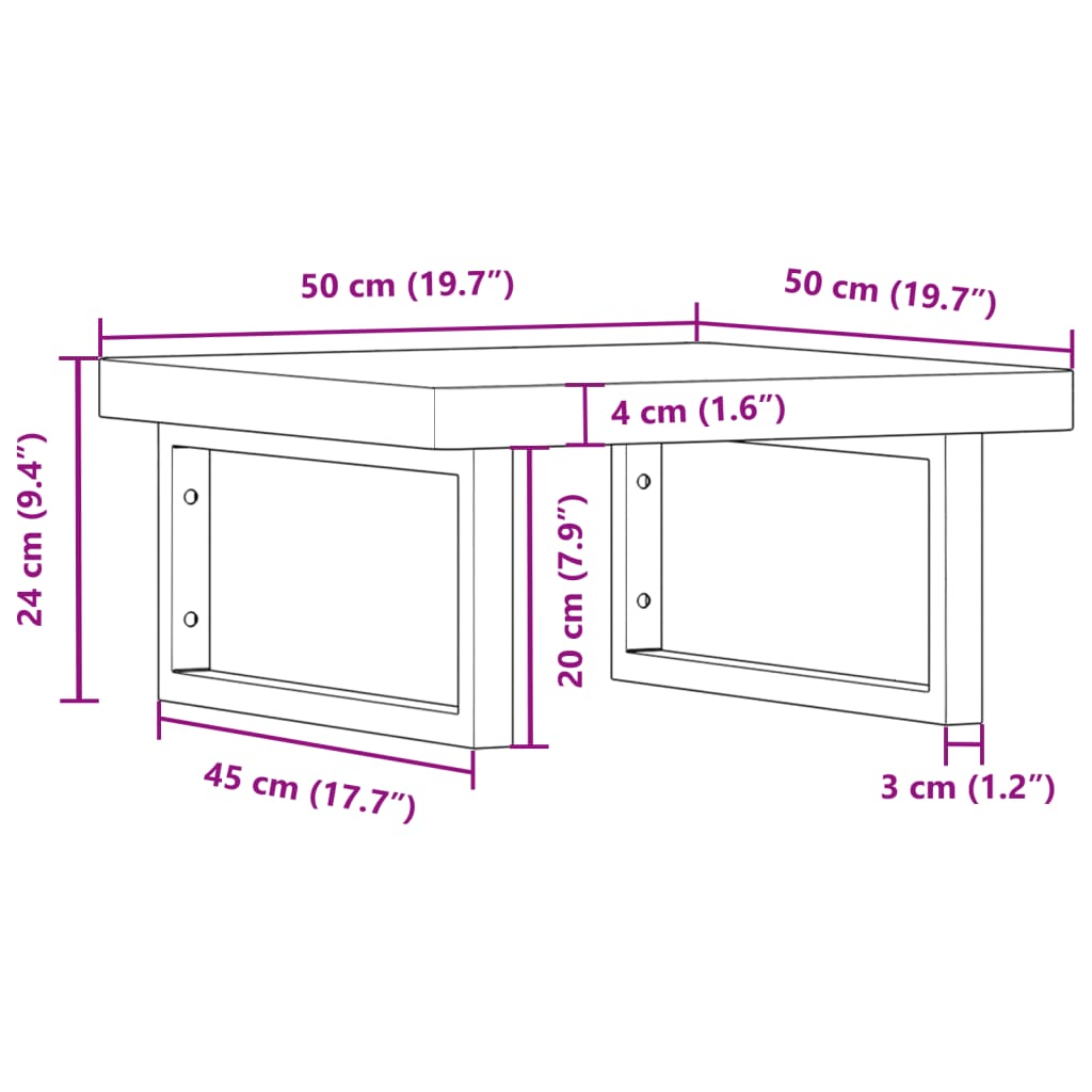 Basin Shelf Wall Mounted Steel and Solid Wood Beech