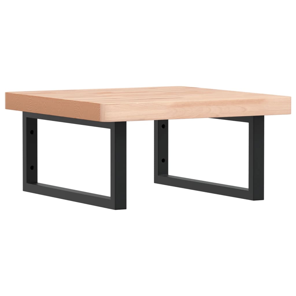 Basin Shelf Wall Mounted Steel and Solid Wood Beech