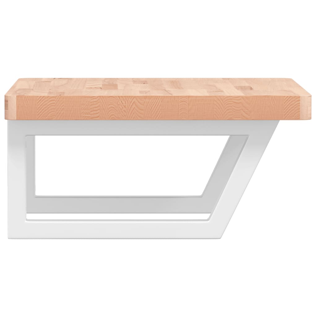Basin Shelf Wall Mounted Steel and Solid Wood Beech