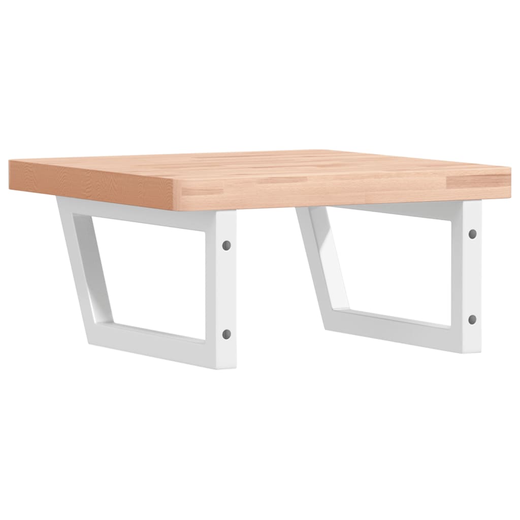 Basin Shelf Wall Mounted Steel and Solid Wood Beech