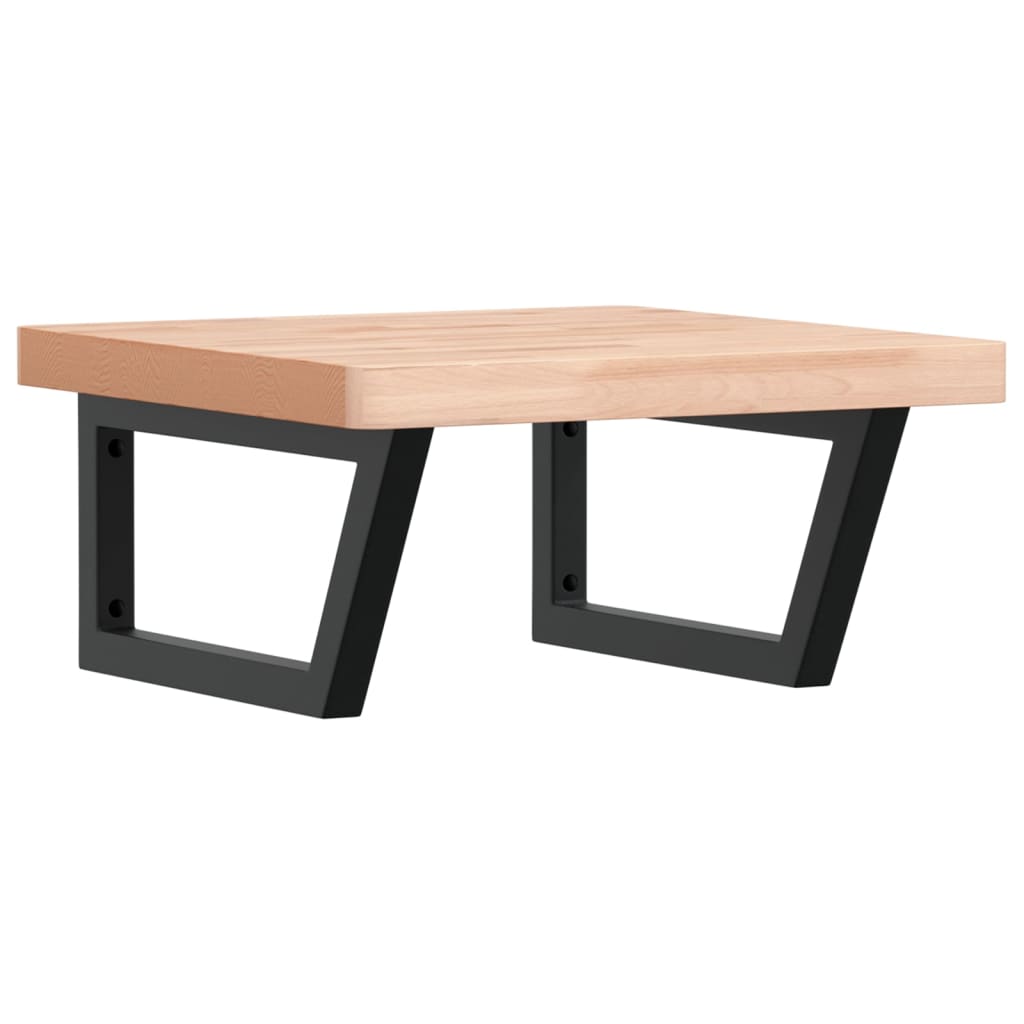 Basin Shelf Wall Mounted Steel and Solid Wood Beech