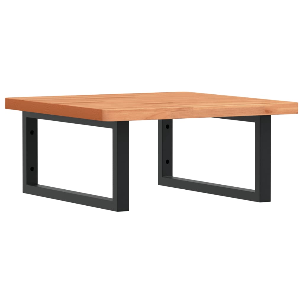 Basin Shelf Wall Mounted Steel and Solid Wood Beech