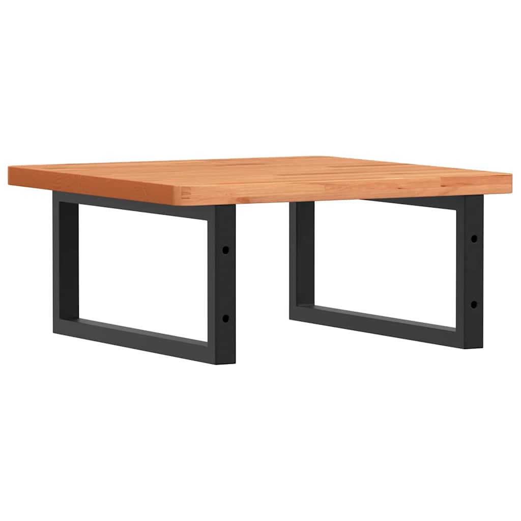 Basin Shelf Wall Mounted Steel and Solid Wood Beech