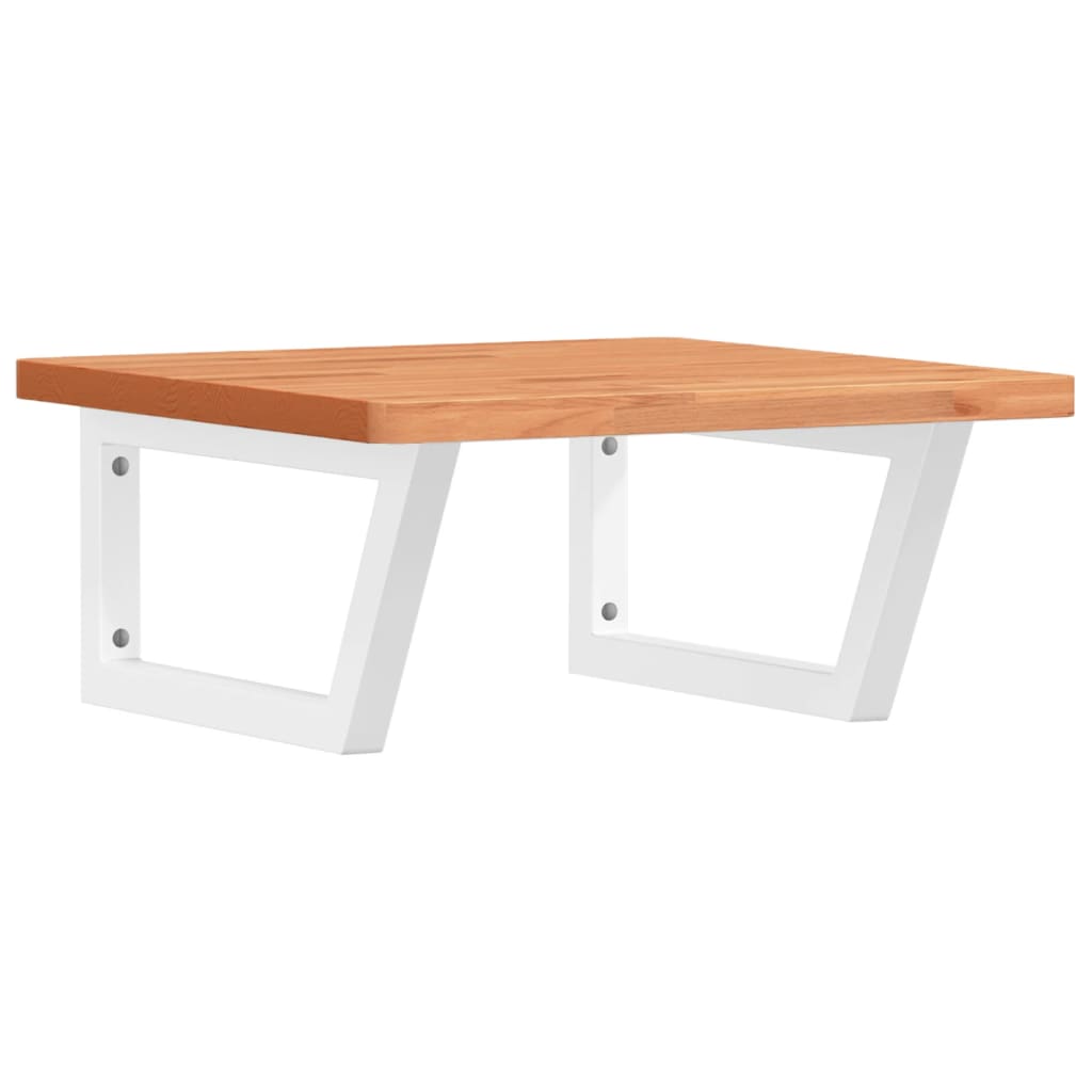 Basin Shelf Wall Mounted Steel and Solid Wood Beech