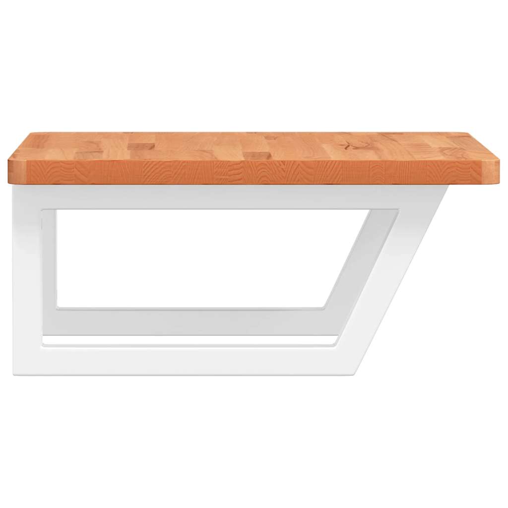 Basin Shelf Wall Mounted Steel and Solid Wood Beech