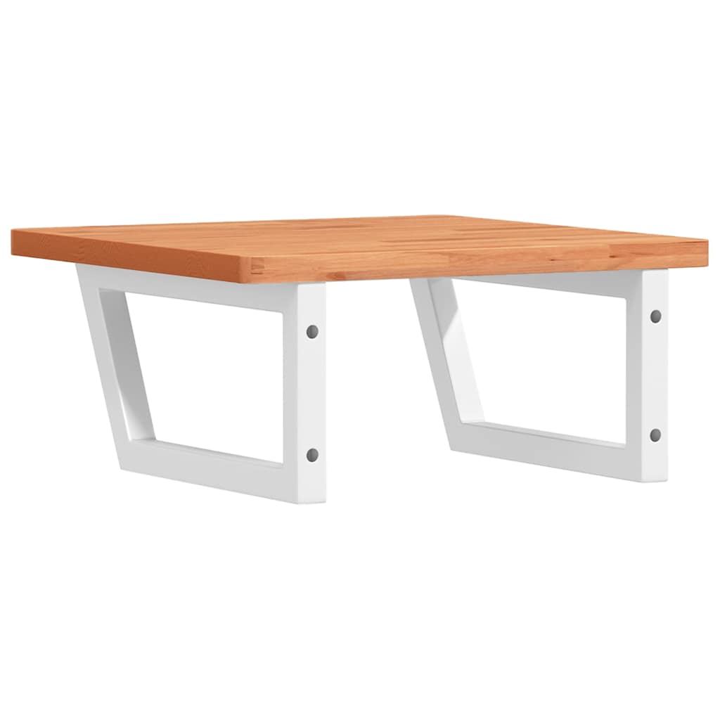 Basin Shelf Wall Mounted Steel and Solid Wood Beech