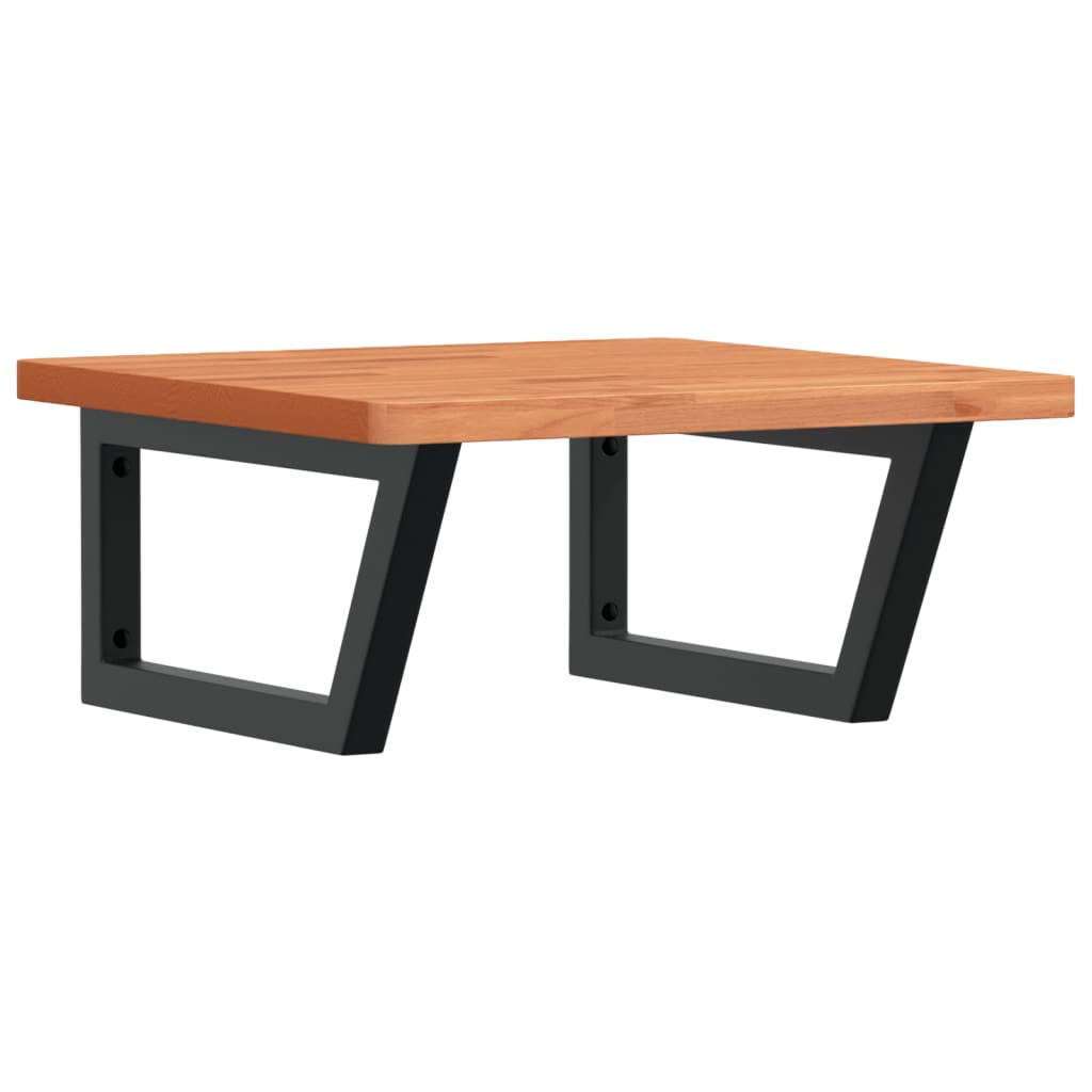 Basin Shelf Wall Mounted Steel and Solid Wood Beech